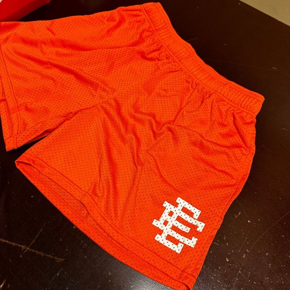 Eric Emanuel Mens Orange Logo Elastic Waist Pockets Comfort Mesh Shorts Size 2XL - Picture 2 of 6